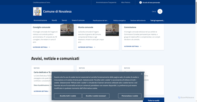 Security scan screenshot of https://www.comune.novalesa.to.it/
