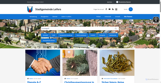 Security scan screenshot of https://www.comune.laives.bz.it/de
