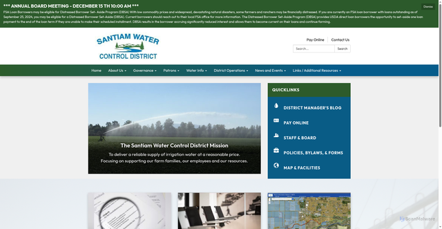 Security scan screenshot of https://www.santiamwater.gov/