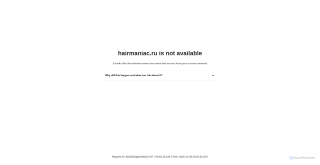 Security scan screenshot of https://hairmaniac.ru