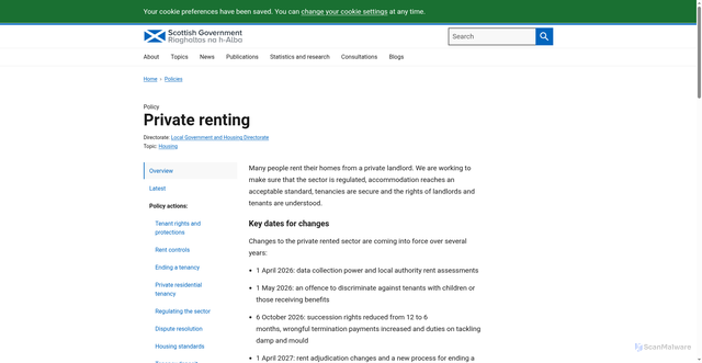 Security scan screenshot of http://www.scotland.gov.uk/Topics/Built-Environment/Housing/PrivateRenting/rent-registration-service