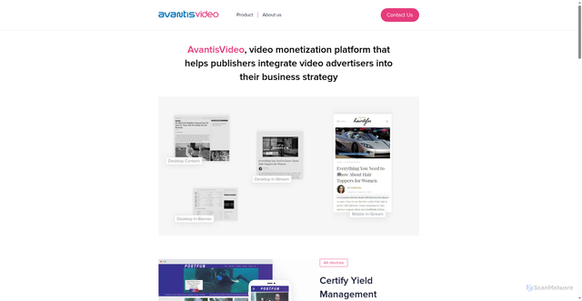 Security scan screenshot of https://avantisvideo.com