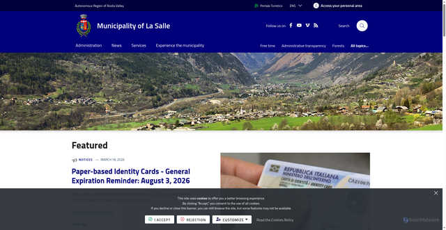 Security scan screenshot of https://www.comune.lasalle.ao.it