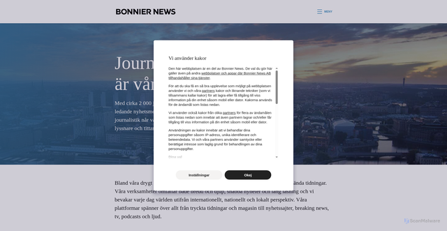 Security scan screenshot of https://www.bonniernews.se/