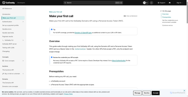 Security scan screenshot of https://api.godaddy.com
