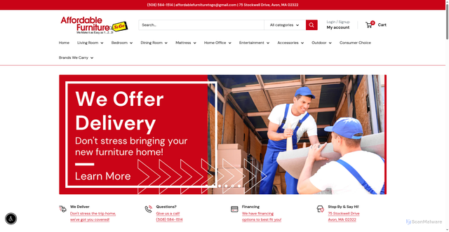 Security scan screenshot of https://affordablefurnituretogo.com