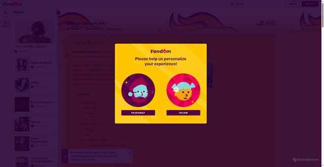 Security scan screenshot of https://denver-broncos.fandom.com/wiki/Gary_Kubiak