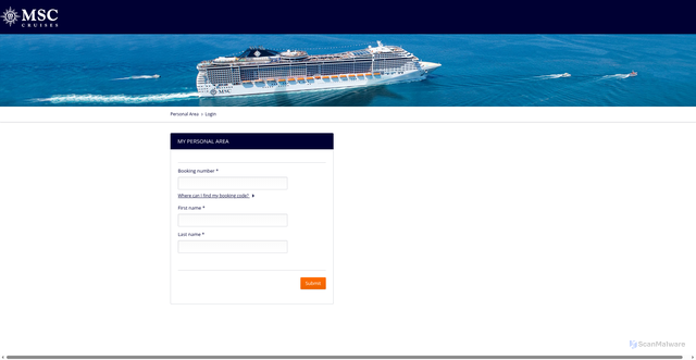 Security scan screenshot of https://postpaid.msccruises.com/en-gl/Personal-Area/Login.aspx