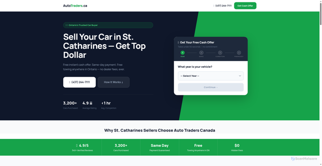 Security scan screenshot of https://auto-traders.pages.dev/sell-your-car-st-catharines/