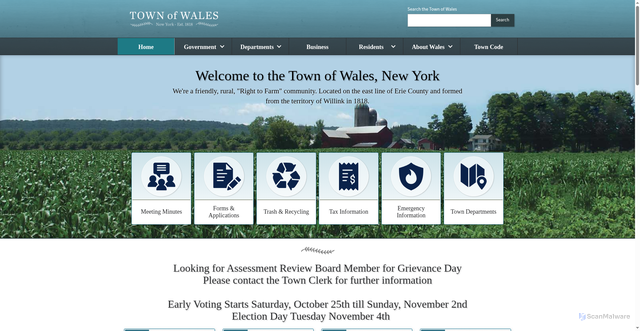 Security scan screenshot of https://www.townofwalesny.gov/