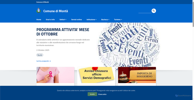 Security scan screenshot of https://www.comune.monta.cn.it/