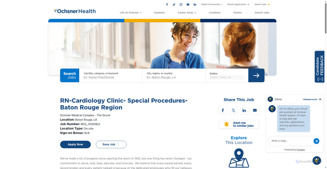 Security scan screenshot of https://careers.ochsner.org/job/baton-rouge/rn-cardiology-clinic-special-procedures-baton-rouge-region/47519/94587583712