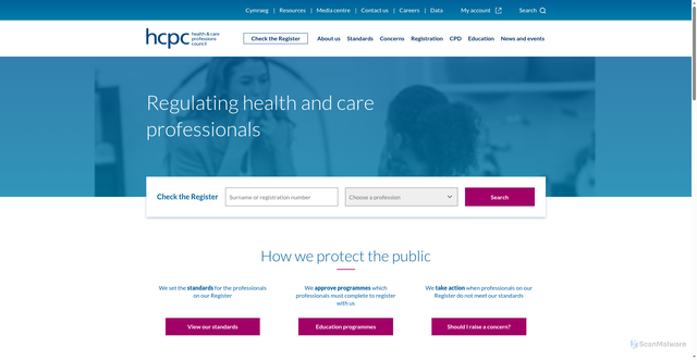 Security scan screenshot of https://hcpc-uk.org