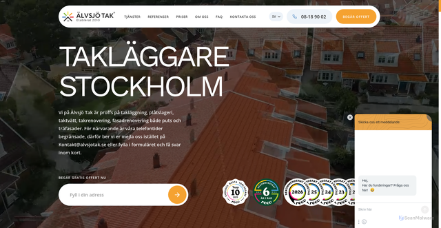 Security scan screenshot of https://alvsjotak.se