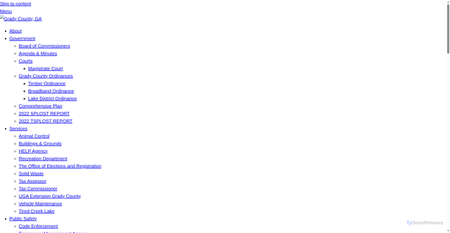 Security scan screenshot of https://gradycountyga.gov/