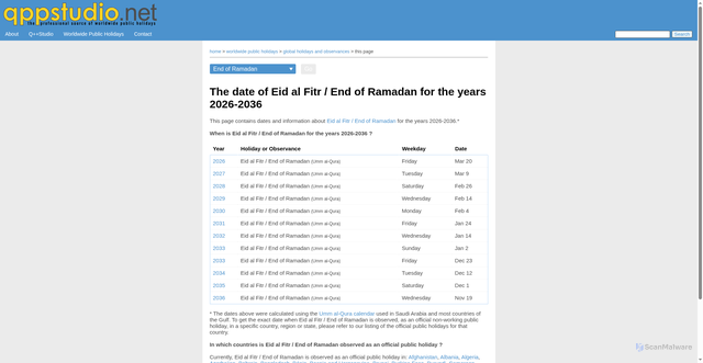 Security scan screenshot of https://www.qppstudio.net/global-holidays-observances/eid-al-fitr-end-of-ramadan.htm