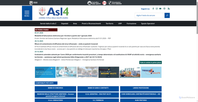 Security scan screenshot of https://www.asl4.liguria.it/