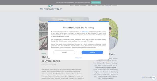 Security scan screenshot of https://thethoroughtripper.com/things-to-do-in-lyon/