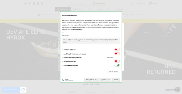 Security scan screenshot of https://us.hyrox-shop.com/