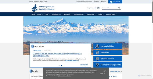 Security scan screenshot of https://www.geologipiemonte.it/