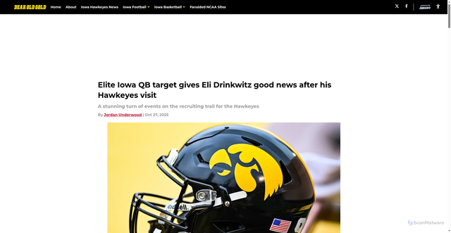 Security scan screenshot of https://dearoldgold.com/elite-iowa-qb-target-gives-eli-drinkwitz-good-news-after-his-hawkeyes-visit-01k8hqq1nqfm