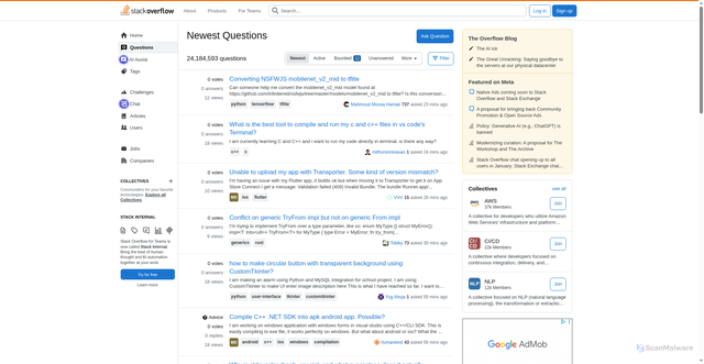 Security scan screenshot of https://stackoverflow.com