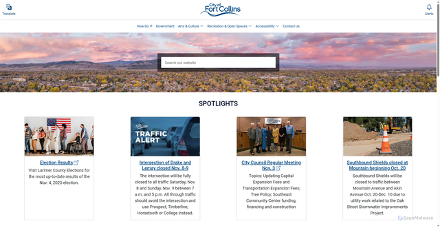 Security scan screenshot of https://www.fcgov.com/