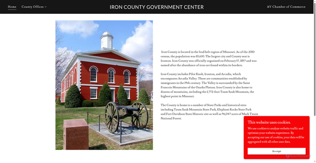 Security scan screenshot of https://ironcountymo.gov/