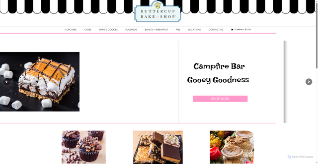 Security scan screenshot of https://www.buttercupbakeshop.com/