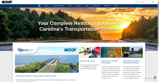 Security scan screenshot of https://www.scdot.org/