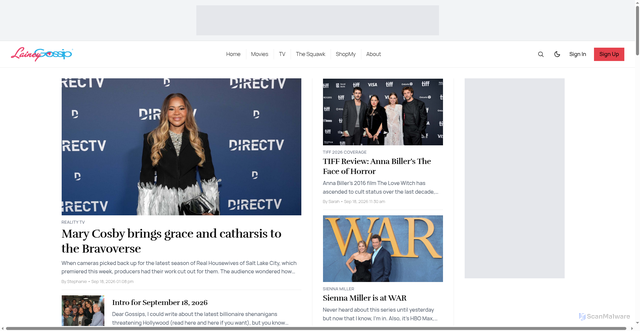 Security scan screenshot of https://laineygossip.com