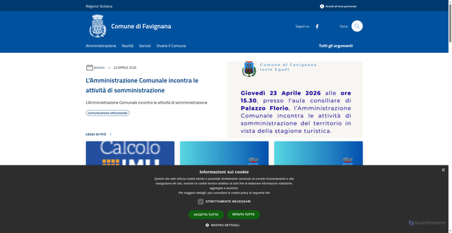 Security scan screenshot of http://www.comune.favignana.tp.it