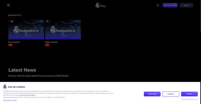 Security scan screenshot of https://play.realmadrid.com/browse