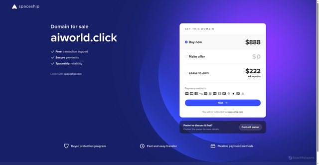 Security scan screenshot of https://aiworld.click