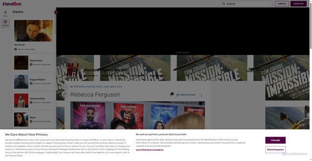 Security scan screenshot of https://missionimpossible.fandom.com/wiki/Rebecca_Ferguson
