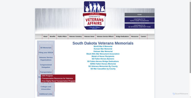 Security scan screenshot of https://koreanwarmemorial.sd.gov