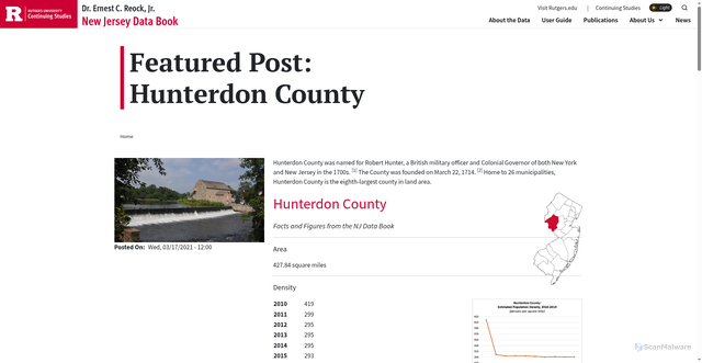 Security scan screenshot of https://njdatabook.rutgers.edu/featured-post-hunterdon-county
