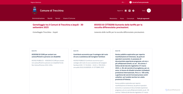 Security scan screenshot of https://comune.trecchina.pz.it/