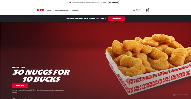 Security scan screenshot of https://www.kfc.com.au/