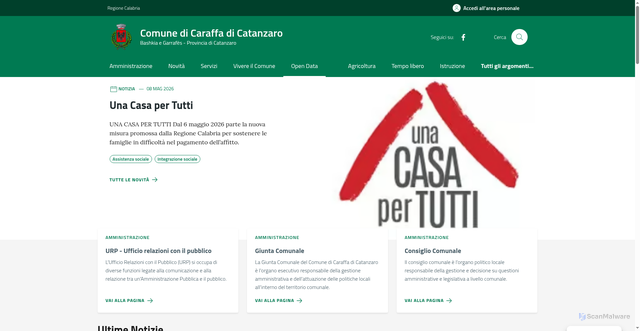 Security scan screenshot of https://www.comune.caraffadicatanzaro.cz.it/