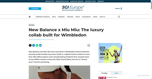 Security scan screenshot of https://www.sgieurope.com/brands/new-balance-and-miu-miu-launch-wimbledon-collection/121907.article