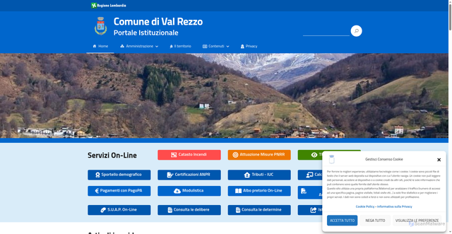 Security scan screenshot of https://www.comune.valrezzo.co.it/