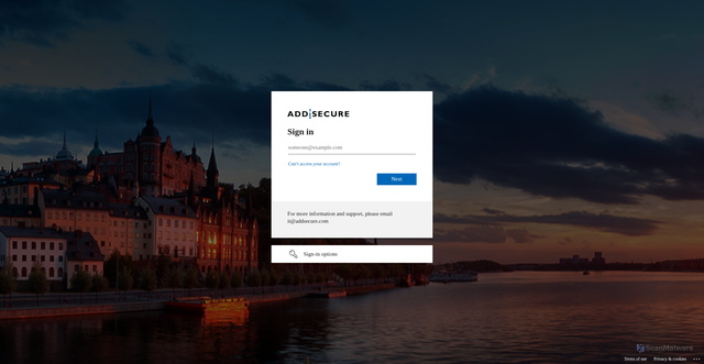 Security scan screenshot of https://controlcenter.addsecure-st.com/signin?redirect=%2F