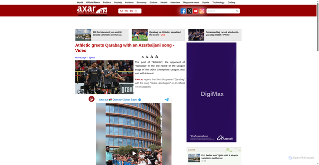 Security scan screenshot of https://en.axar.az/news/sports/1025351.html
