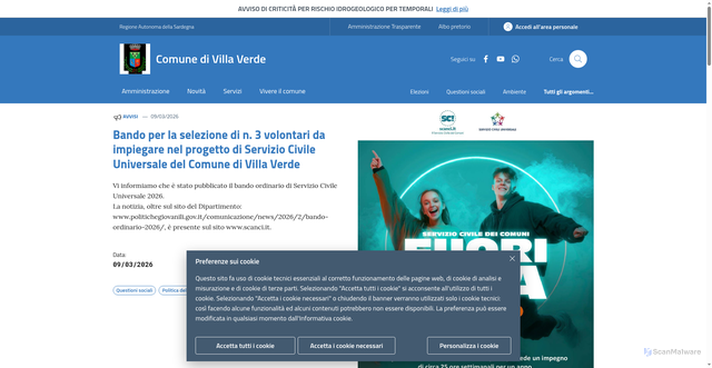 Security scan screenshot of https://www.comune.villaverde.oristano.it