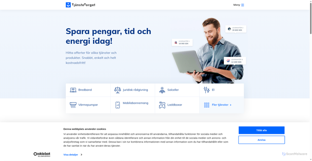 Security scan screenshot of https://tjanstetorget.se