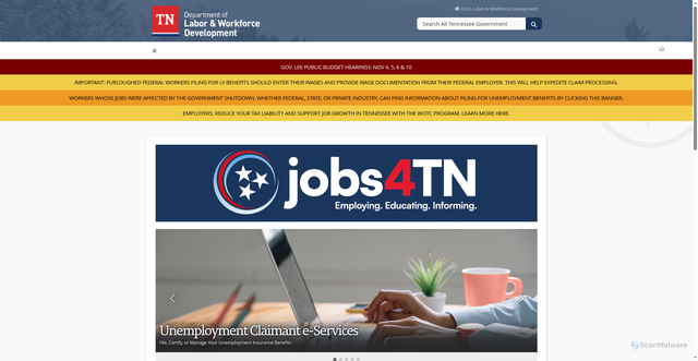 Security scan screenshot of http://www.jobsfortn.gov/