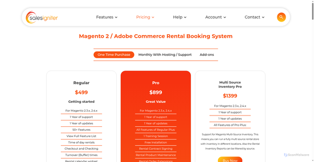 Security scan screenshot of https://rentalbookingsoftware.com/magento-2-rental-booking-module/
