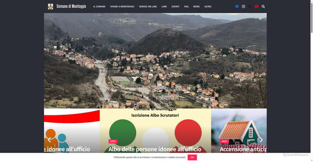 Security scan screenshot of https://www.comunemontoggioge.it/