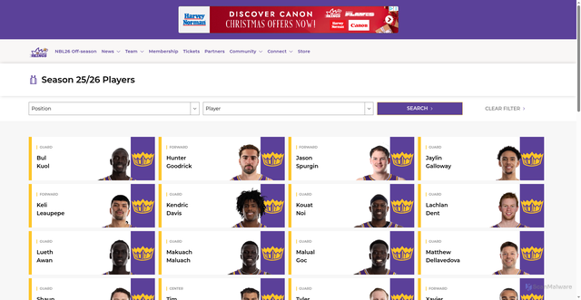 Security scan screenshot of https://www.sydneykings.com/players